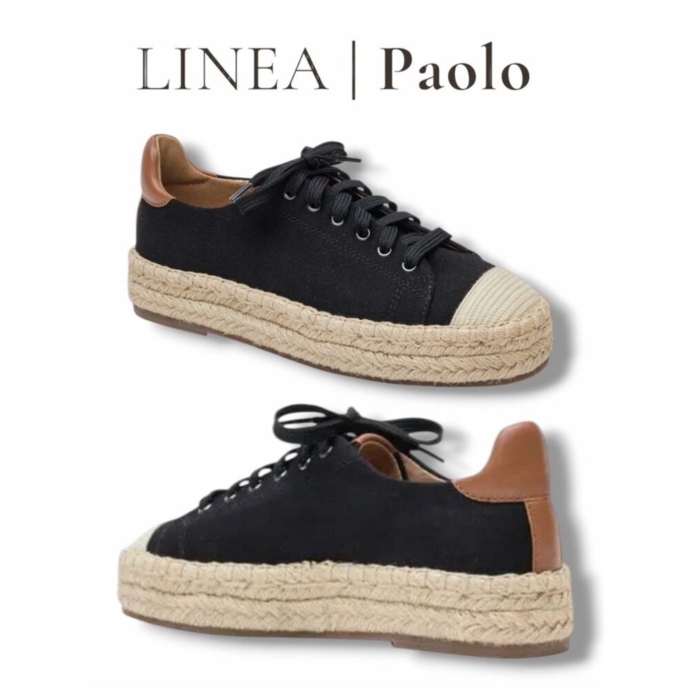 Linea Paolo Women’s Silva Espadrille Sneakers in the Size 9.5 in Black/Cognac